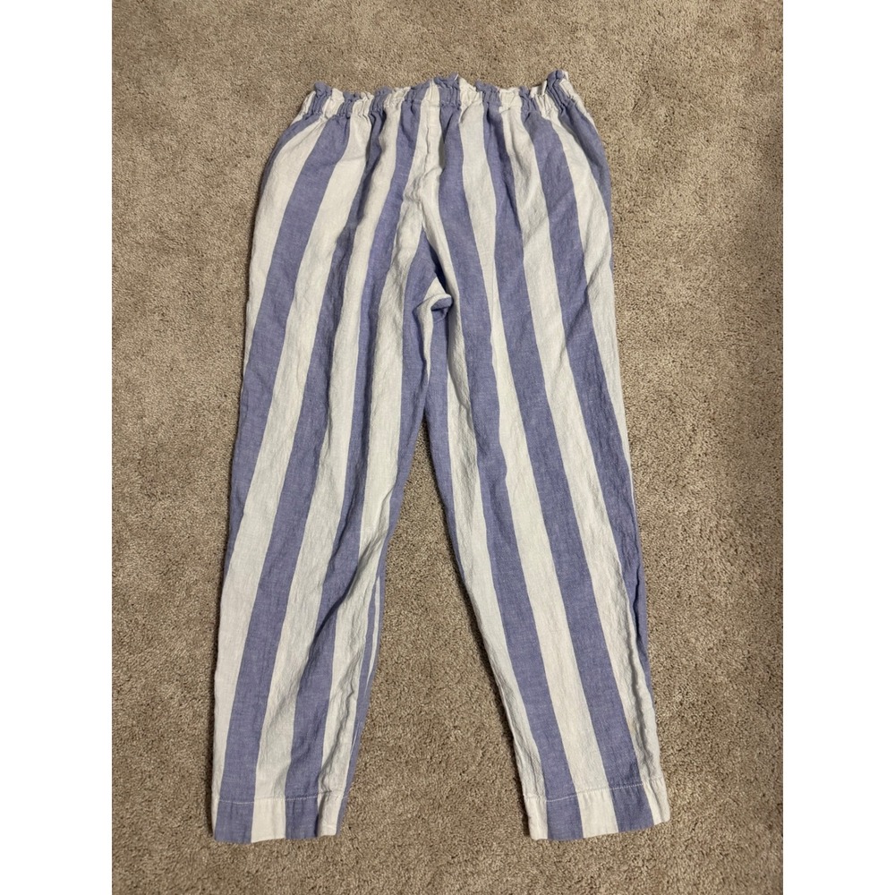 Blue and White Striped Cropped Pants Size L - Picture 2 of 5